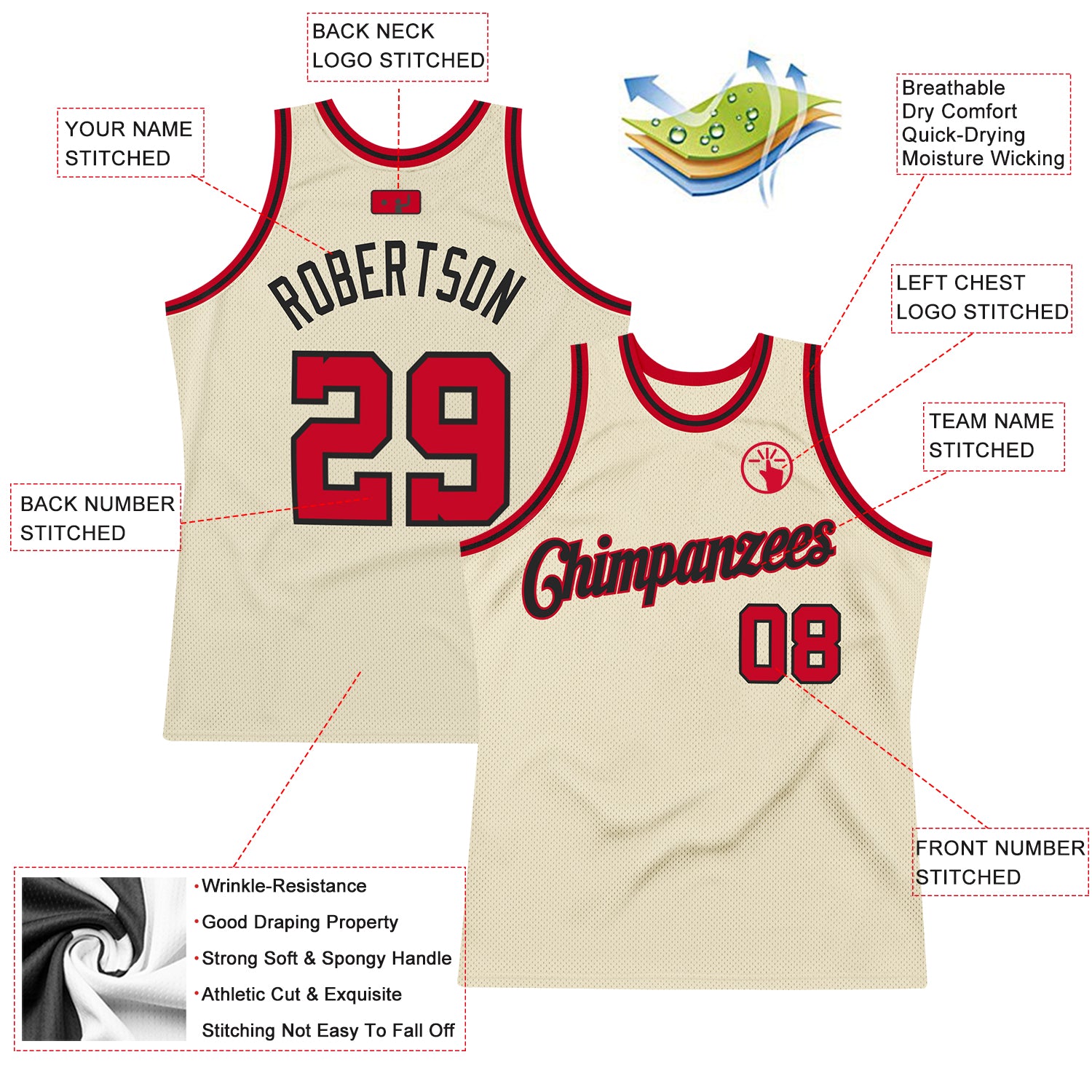 Custom White Red-Black Classic Sets Basketball Jersey