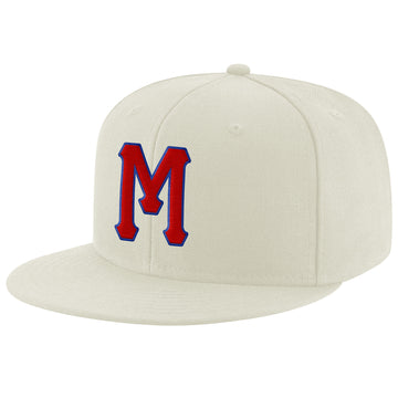 Custom Cream Red-Royal Stitched Adjustable Snapback Hat