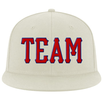 Custom Cream Red-Royal Stitched Adjustable Snapback Hat