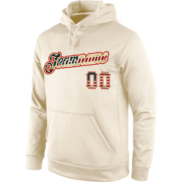 Custom Stitched Cream Vintage USA Flag-Red Sports Pullover Sweatshirt Hoodie