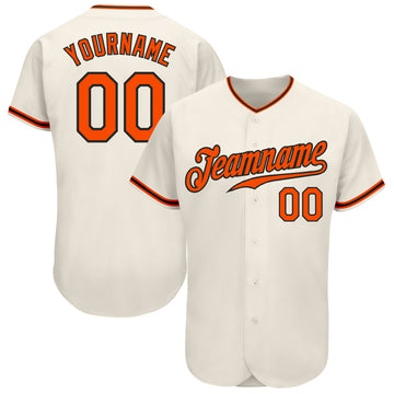 Custom Cream Orange-Black Authentic Baseball Jersey