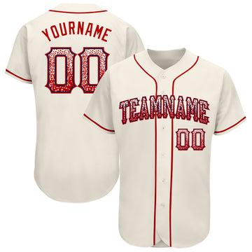 Custom Cream Red-Navy Authentic Drift Fashion Baseball Jersey