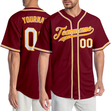 Custom Crimson White-Gold Authentic Baseball Jersey