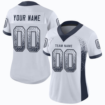 Custom White Navy-Gray Mesh Drift Fashion Football Jersey - Jersey