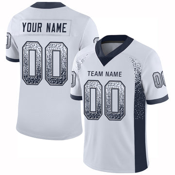 Custom White Navy-Gray Mesh Drift Fashion Football Jersey - Jersey