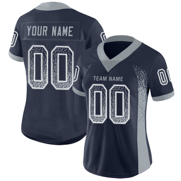 Custom Navy Light Gray-White Mesh Drift Fashion Football Jersey - Jersey