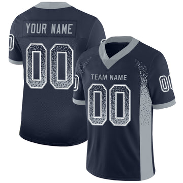 Custom Navy Light Gray-White Mesh Drift Fashion Football Jersey - Jersey