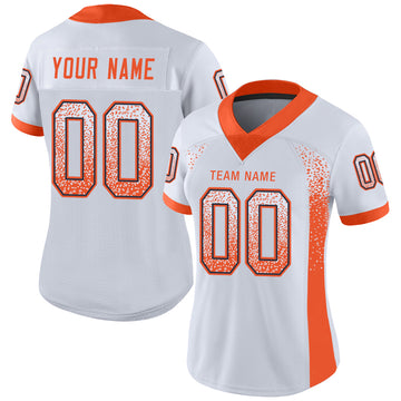 Custom White Orange-Navy Mesh Drift Fashion Football Jersey - Jersey