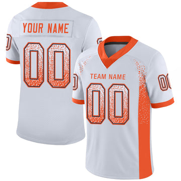 Custom White Orange-Navy Mesh Drift Fashion Football Jersey - Jersey