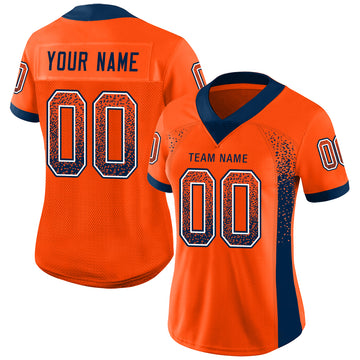 Custom Orange Navy-White Mesh Drift Fashion Football Jersey - Jersey