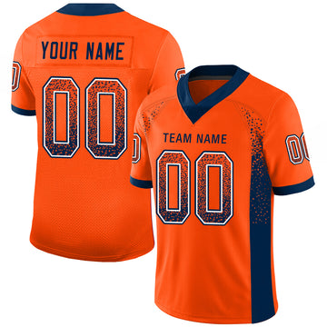 Custom Orange Navy-White Mesh Drift Fashion Football Jersey - Jersey