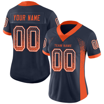 Custom Navy Orange-White Mesh Drift Fashion Football Jersey - Jersey