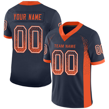 Custom Navy Orange-White Mesh Drift Fashion Football Jersey - Jersey