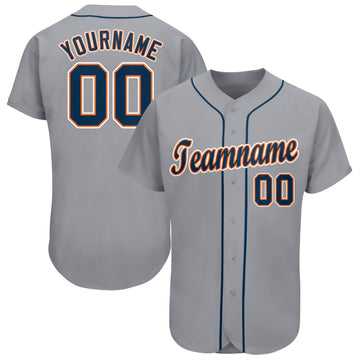 Custom Gray Navy-Orange Baseball Jersey - Jersey