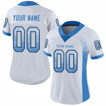 Custom White Powder Blue-Black Mesh Drift Fashion Football Jersey - Jersey