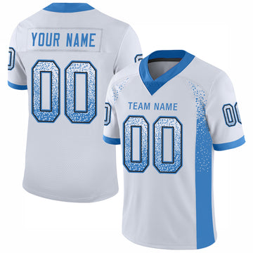 Custom White Powder Blue-Black Mesh Drift Fashion Football Jersey - Jersey