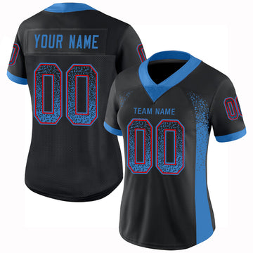 Custom Black Powder Blue-Red Mesh Drift Fashion Football Jersey - Jersey