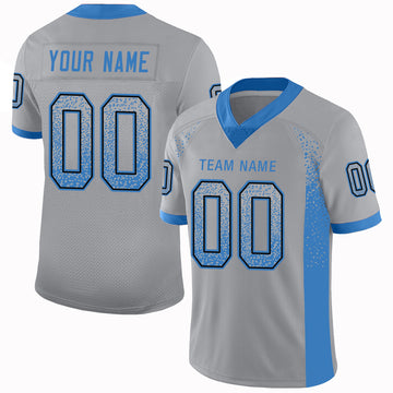 Custom Light Gray Powder Blue-Black Mesh Drift Fashion Football Jersey - Jersey