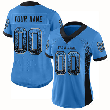 Custom Powder Blue Black-Gray Mesh Drift Fashion Football Jersey - Jersey