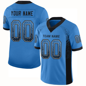 Custom Powder Blue Black-Gray Mesh Drift Fashion Football Jersey - Jersey