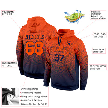 Custom Stitched Navy Orange Fade Fashion Sports Pullover Sweatshirt Hoodie