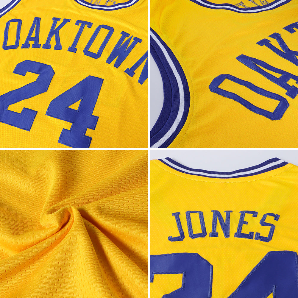 Custom Team White Basketball Gold Rib-Knit Jersey Black