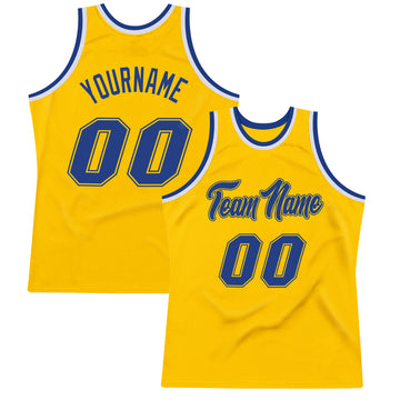 Custom Gold Royal-White Authentic Throwback Basketball Jersey