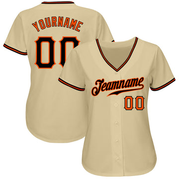 Custom Sand Black-Orange Authentic Baseball Jersey