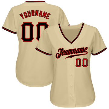 Custom Sand Black-Red Authentic Baseball Jersey