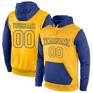 Custom Stitched Gold Gold-Royal Sports Pullover Sweatshirt Hoodie