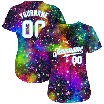 Custom Galactic White-Light Blue 3D Authentic Baseball Jersey