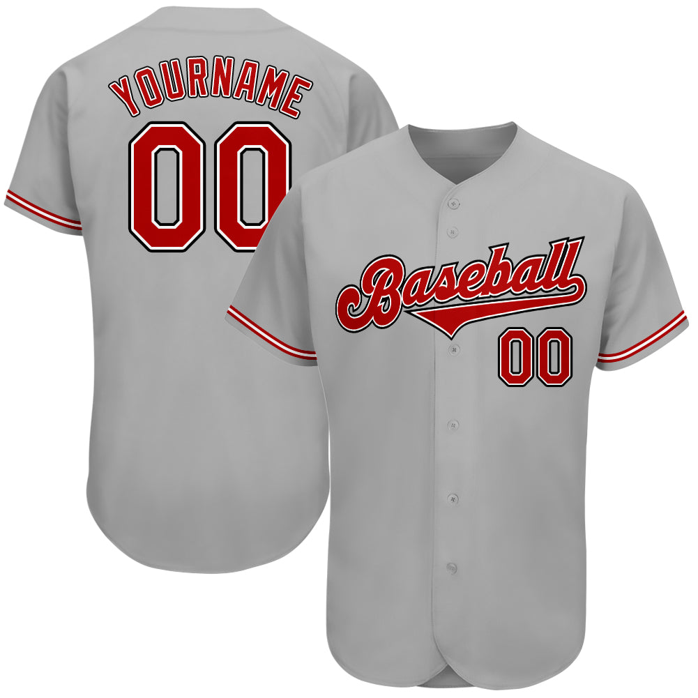 Custom Gray RedBlack Authentic Baseball Jersey