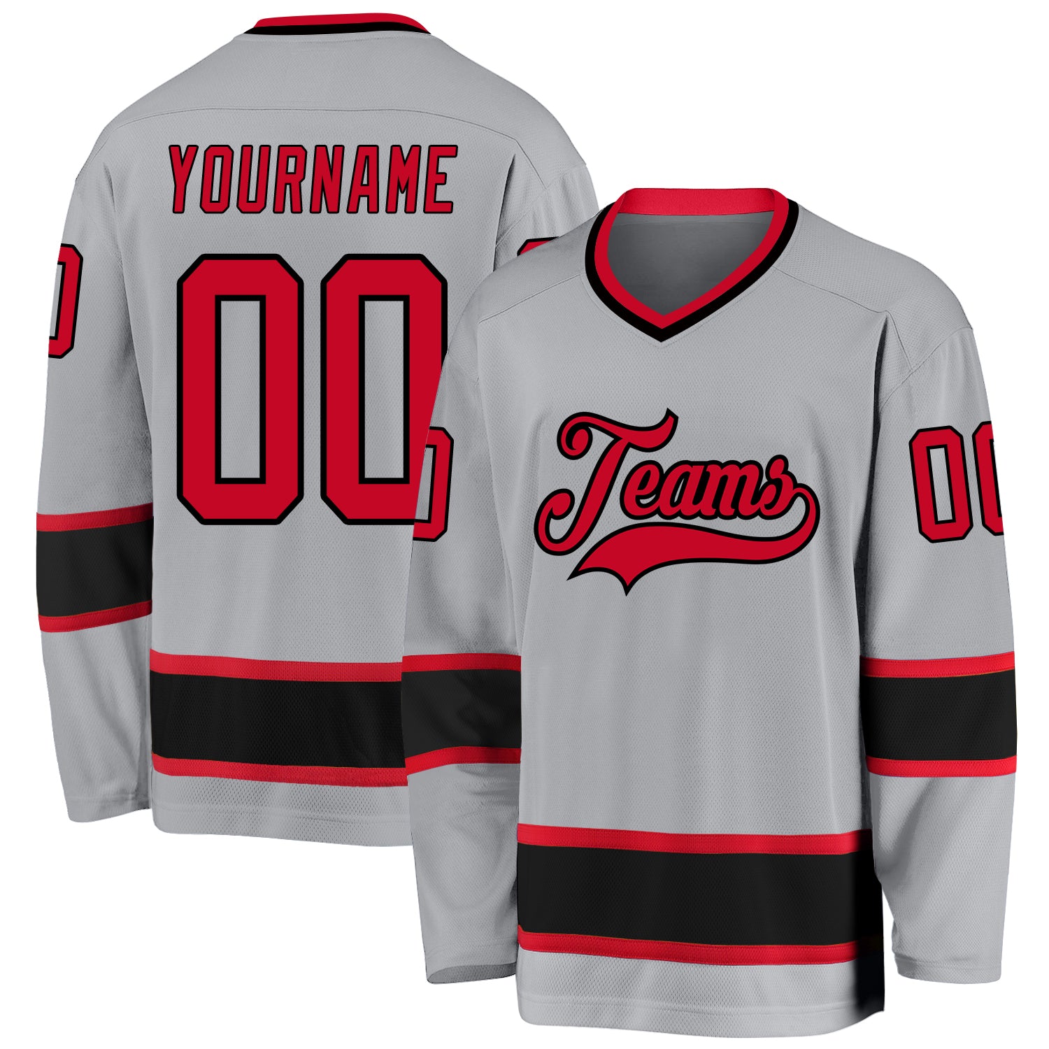 Custom Black Black-Red Hockey Jersey Men's Size:3XL