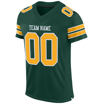 Custom Green Gold-White Mesh Authentic Football Jersey