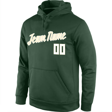 Custom Stitched Green White-Cream Sports Pullover Sweatshirt Hoodie