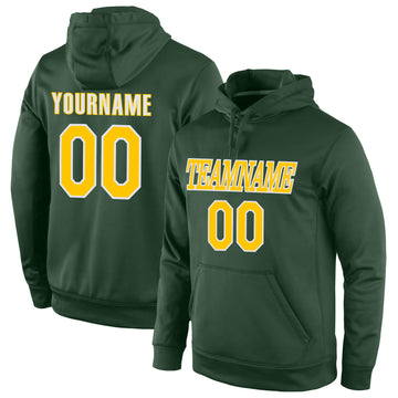 Custom Stitched Green Gold-White Sports Pullover Sweatshirt Hoodie