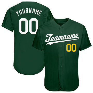 Custom Green White-Gold Authentic Baseball Jersey