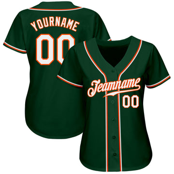 Custom Green White-Orange Authentic Baseball Jersey