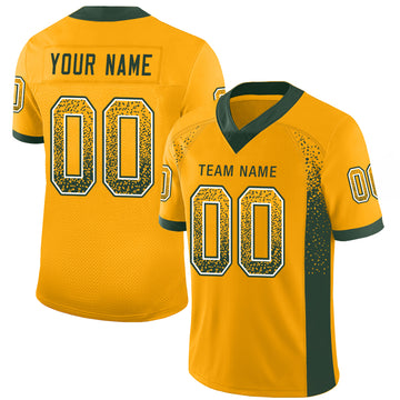 Custom Gold Green-White Mesh Drift Fashion Football Jersey - Jersey