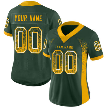 Custom Green Gold-White Mesh Drift Fashion Football Jersey - Jersey