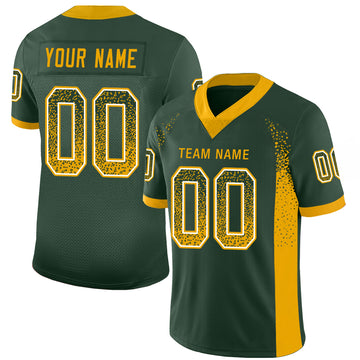 Custom Green Gold-White Mesh Drift Fashion Football Jersey - Jersey