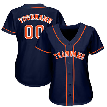 Custom Navy Orange-White Baseball Jersey - Jersey