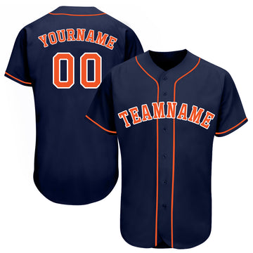 Custom Navy Orange-White Baseball Jersey - Jersey