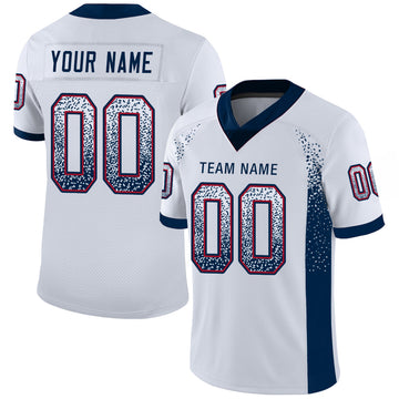 Custom White Navy-Red Mesh Drift Fashion Football Jersey - Jersey