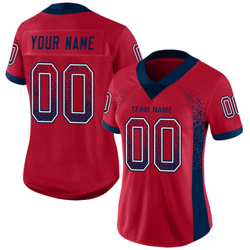 Custom Red Navy-White Mesh Drift Fashion Football Jersey - Jersey