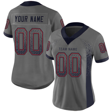 Custom Gray Navy-Red Mesh Drift Fashion Football Jersey - Jersey