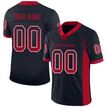 Custom Navy Red-White Mesh Drift Fashion Football Jersey - Jersey