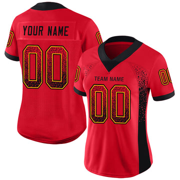 Custom Scarlet Black-Gold Mesh Drift Fashion Football Jersey - Jersey