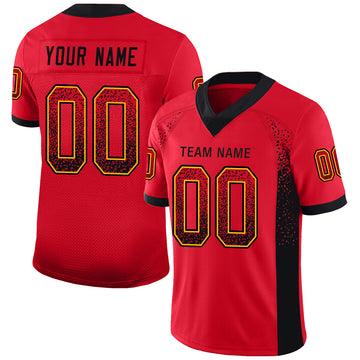 Custom Scarlet Black-Gold Mesh Drift Fashion Football Jersey - Jersey