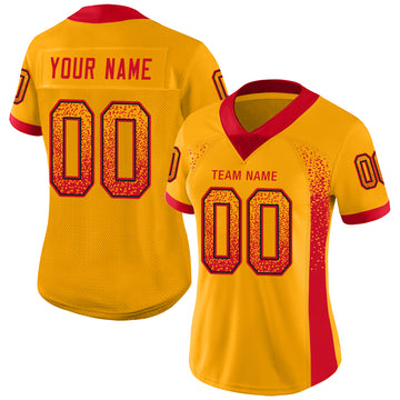 Custom Gold Scarlet-Black Mesh Drift Fashion Football Jersey - Jersey